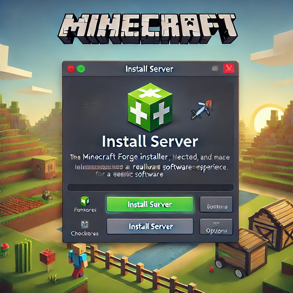 Minecraft Forge installer with “Install server” option selected.